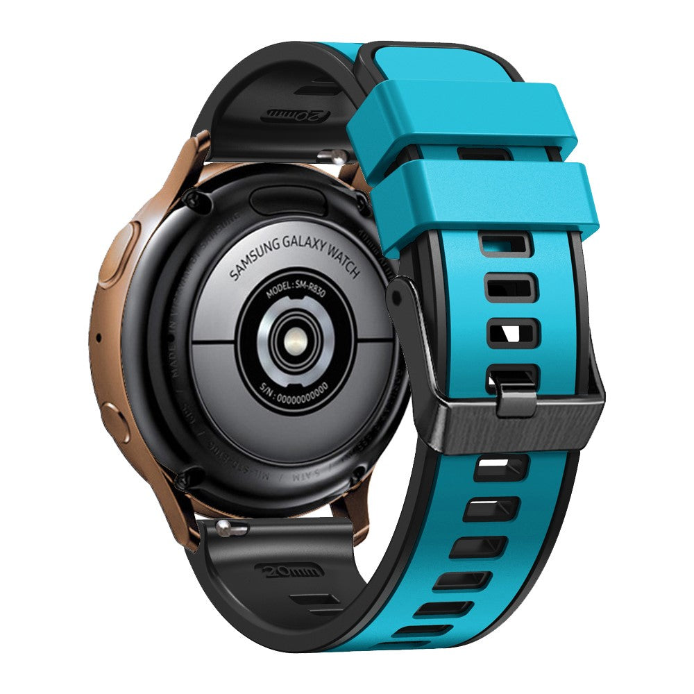 20mm Universal dual color silicone strap - Sky Blue / Black#serie_14