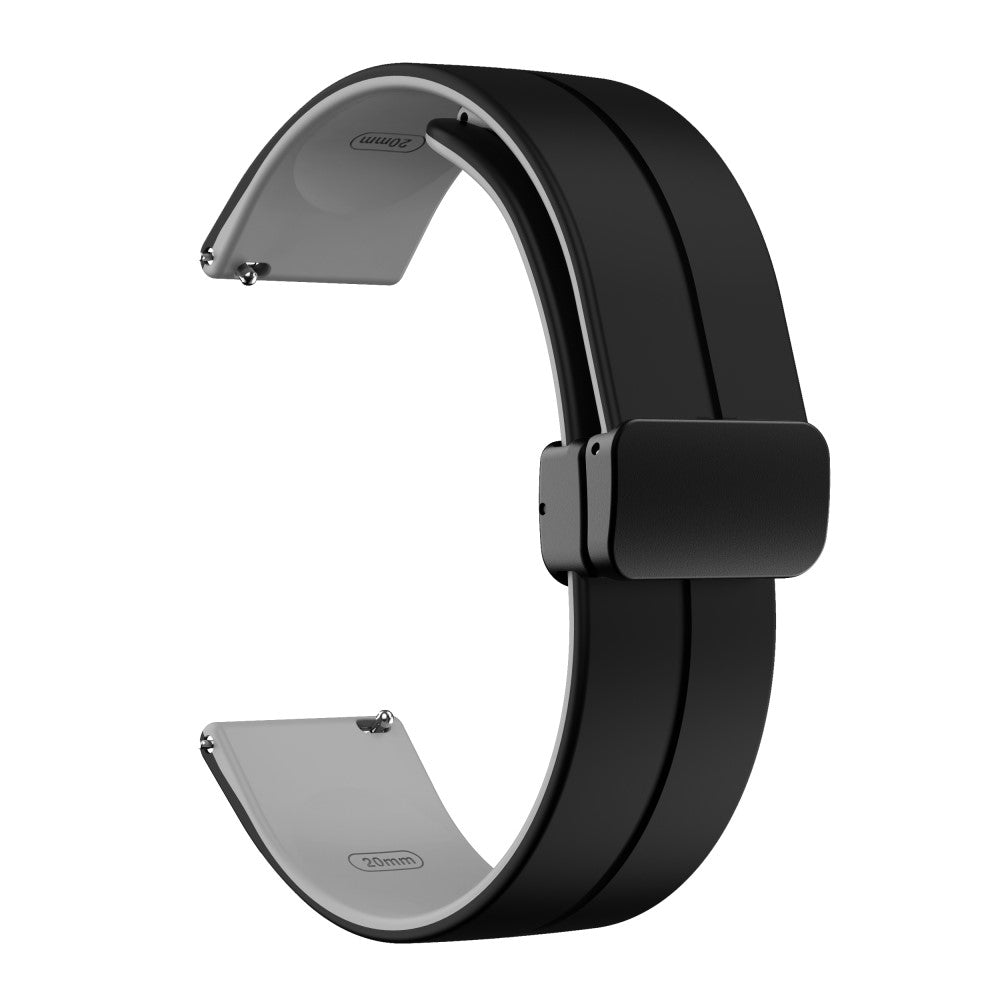 20mm Universal dual color silicone strap in black buckle - Black / Grey#serie_10