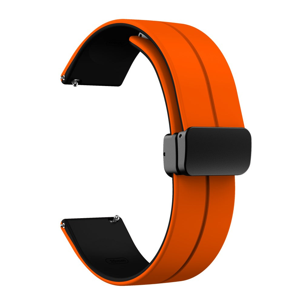 20mm Universal dual color silicone strap in black buckle - Orange / Black#serie_12
