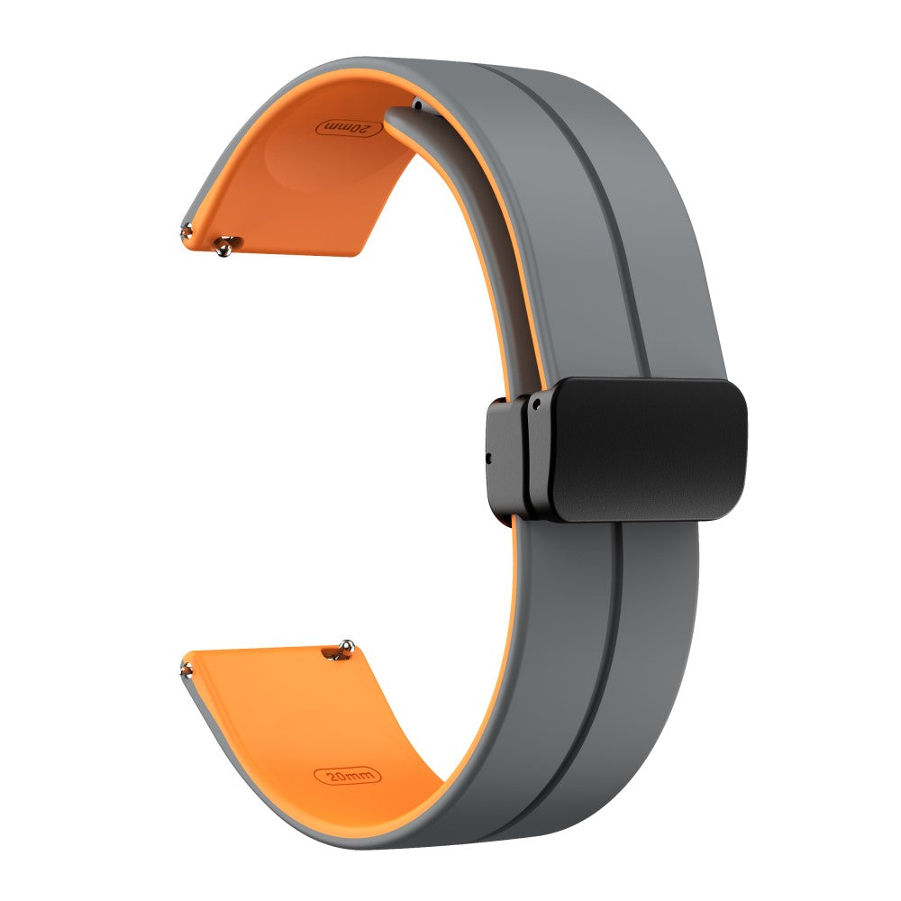 20mm Universal dual color silicone strap in black buckle - Grey / Orange#serie_3