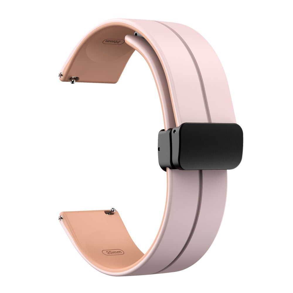 20mm Universal dual color silicone strap in black buckle - Pink / Rose Pink#serie_5