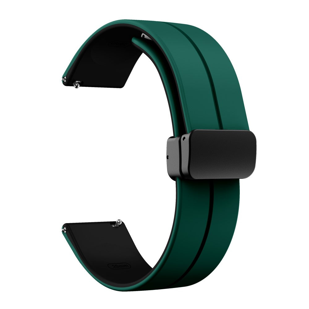 20mm Universal dual color silicone strap in black buckle - Blackish Green / Black#serie_8
