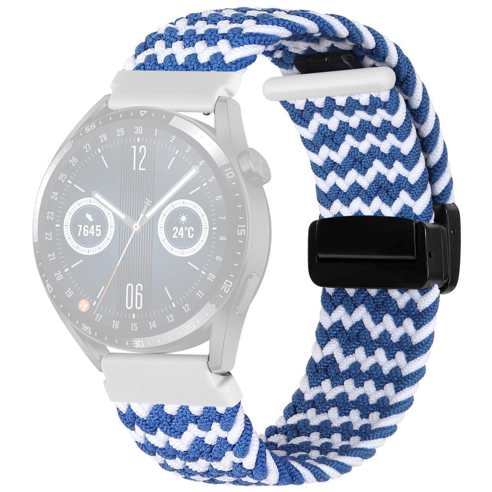 20mm Universal nylon braid strap - Blue / White Wavy Pattern#serie_2