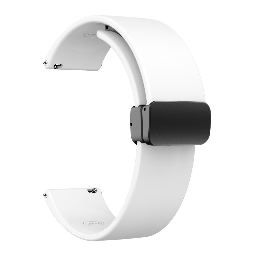 22mm Universal simple silicone strap with black buckle - White#serie_2