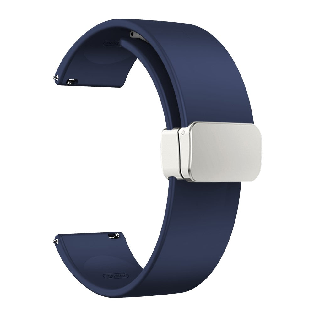 22mm Universal simple silicone strap with silver buckle - Midnight Blue#serie_10