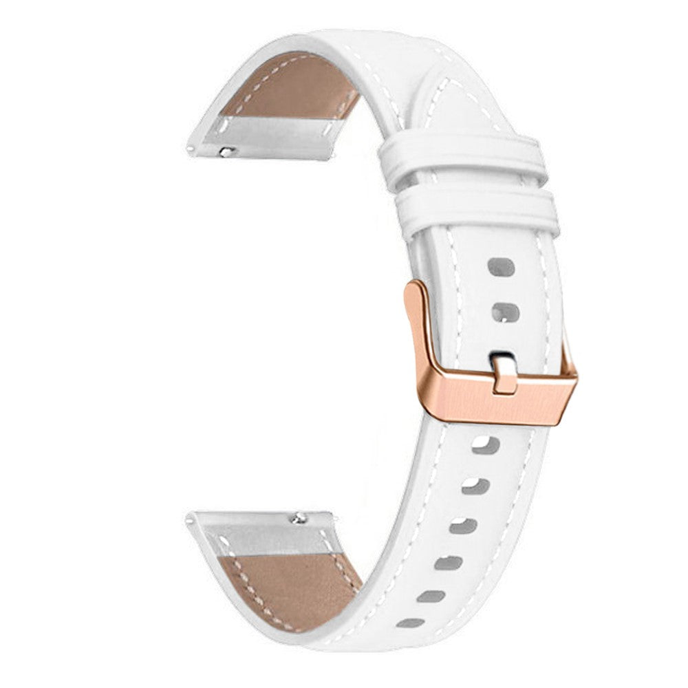 20mm Universal Genuine Cowhide leather strap with rose gold buckle - White#serie_4