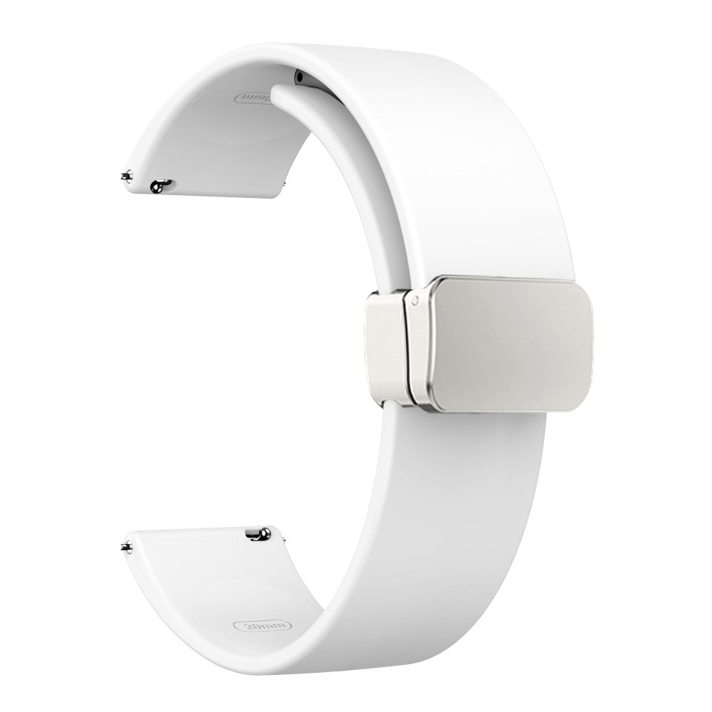 20mm Universal Silicone strap with folding silver buckle - White#serie_2