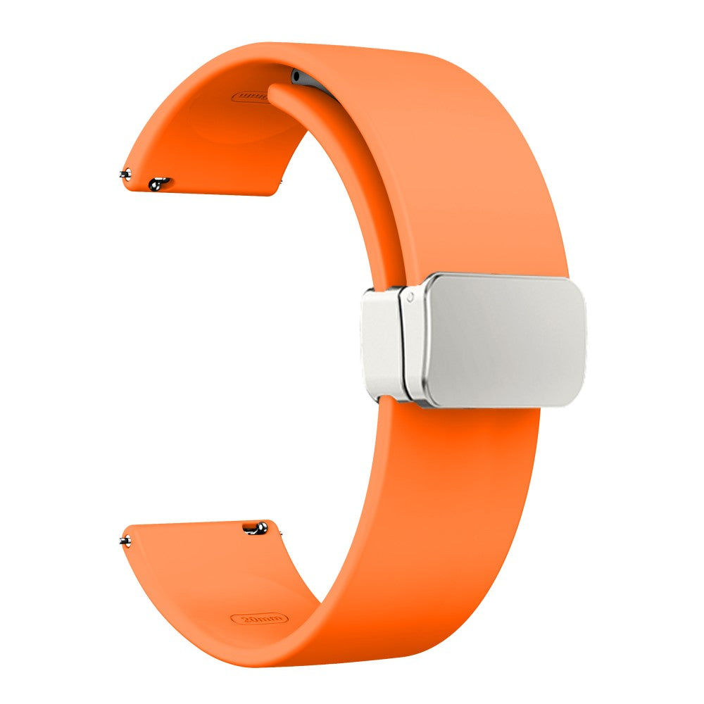 20mm Universal Silicone strap with folding silver buckle - Orange#serie_3