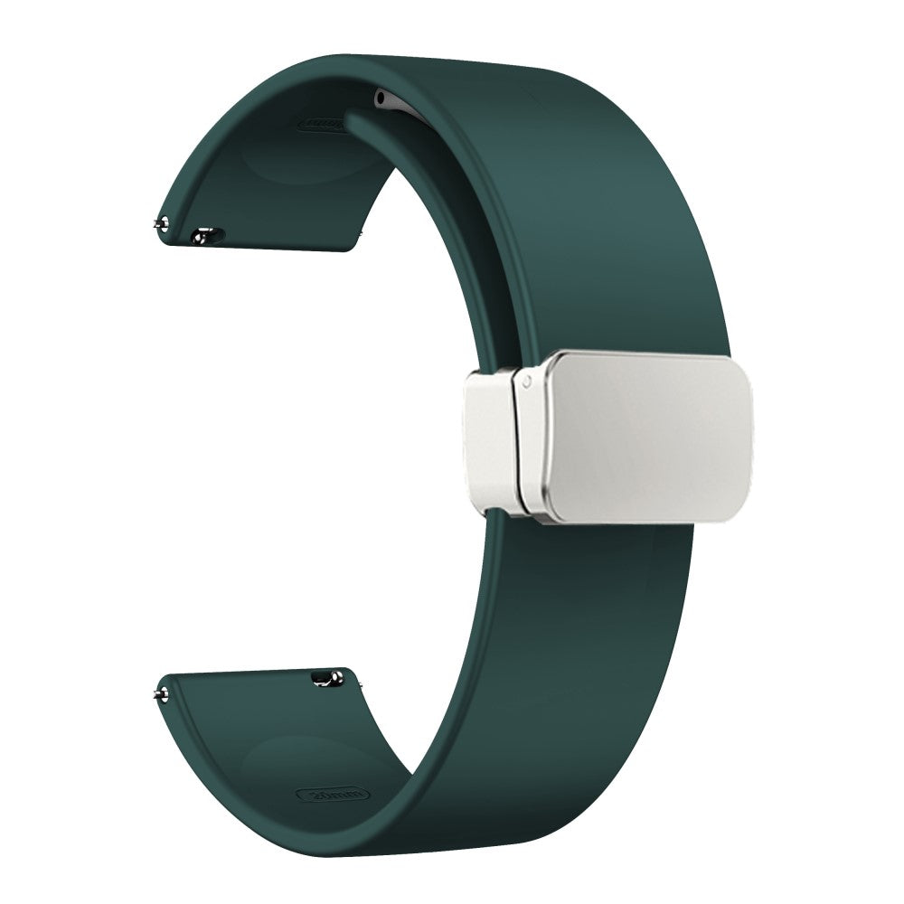 20mm Universal Silicone strap with folding silver buckle - Midnight Green#serie_6