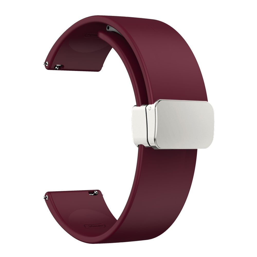 20mm Universal Silicone strap with folding silver buckle - Wine Red#serie_7