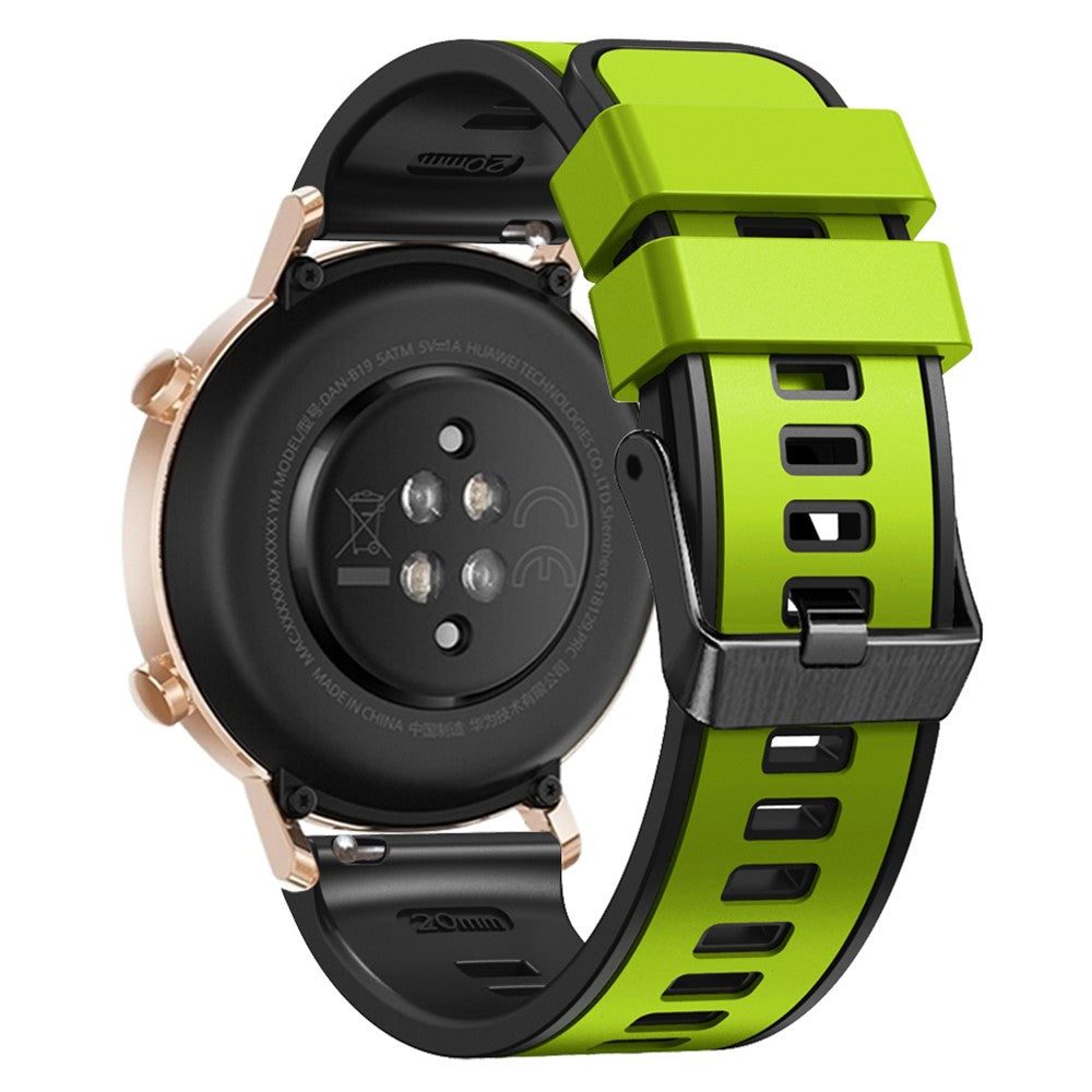 18mm Universal dual color silicone strap - Lime / Black#serie_13