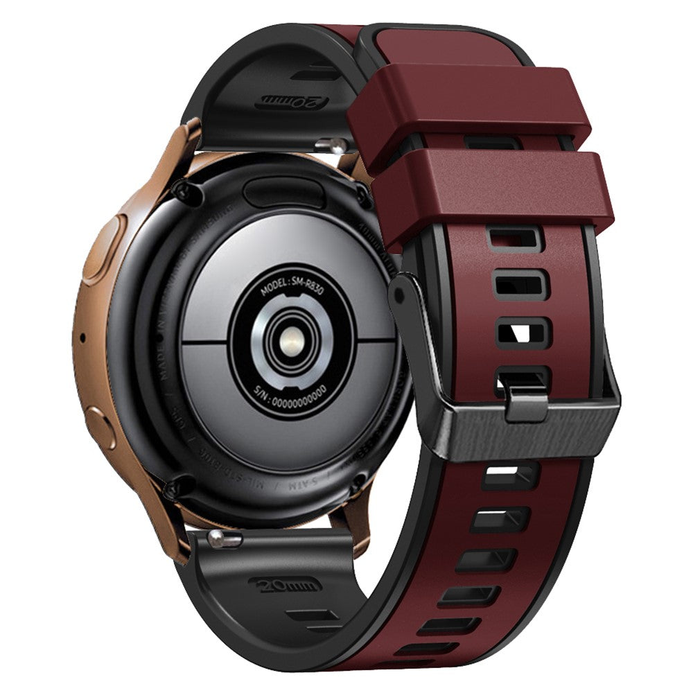 18mm Universal dual color silicone strap - Wine Red / Black#serie_8