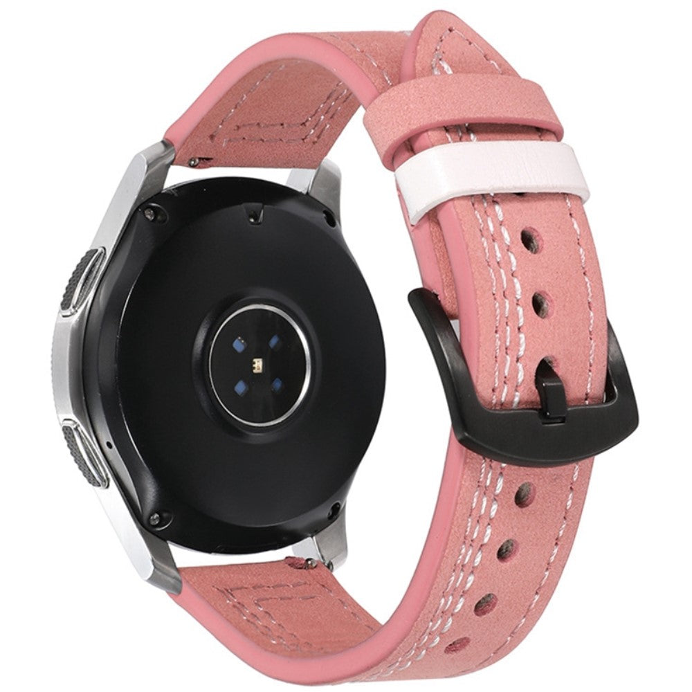 20mm Universal leather strap - Pink / White Stitch#serie_10