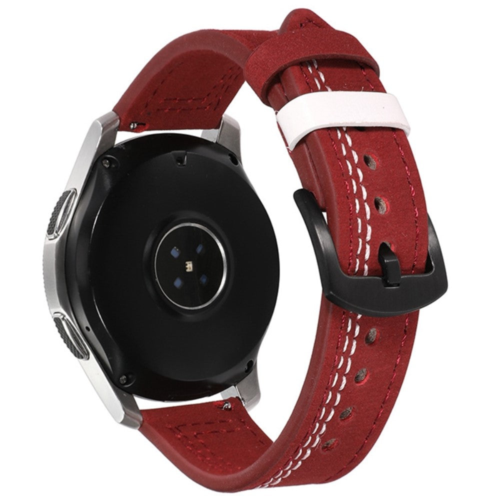 20mm Universal leather strap - Red / White Stitch#serie_11