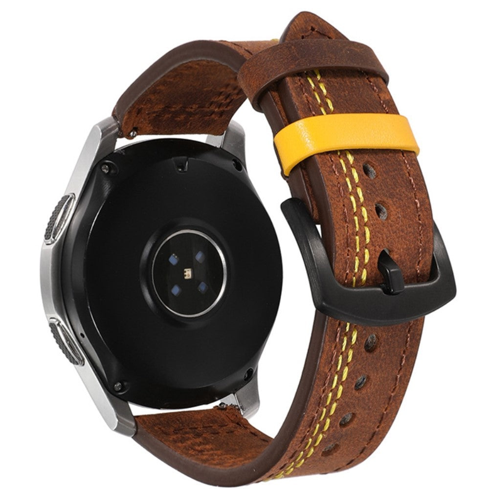 20mm Universal leather strap - Dark Brown / Yellow Stitch#serie_2