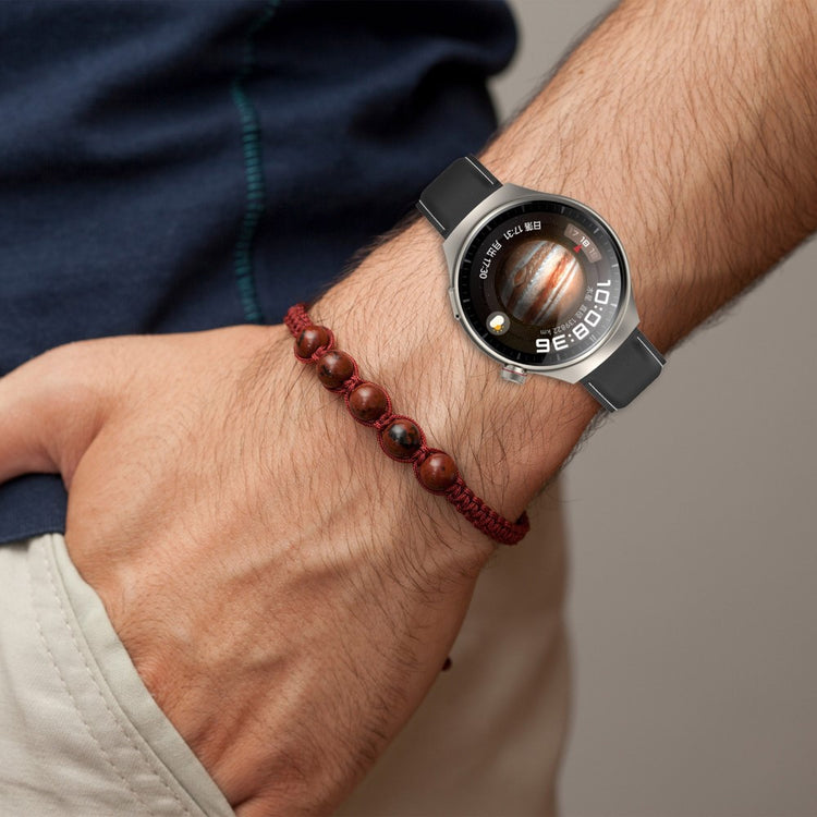 Super Fed Ægte Læder Universal Rem passer til Smartwatch - Sølv#serie_7