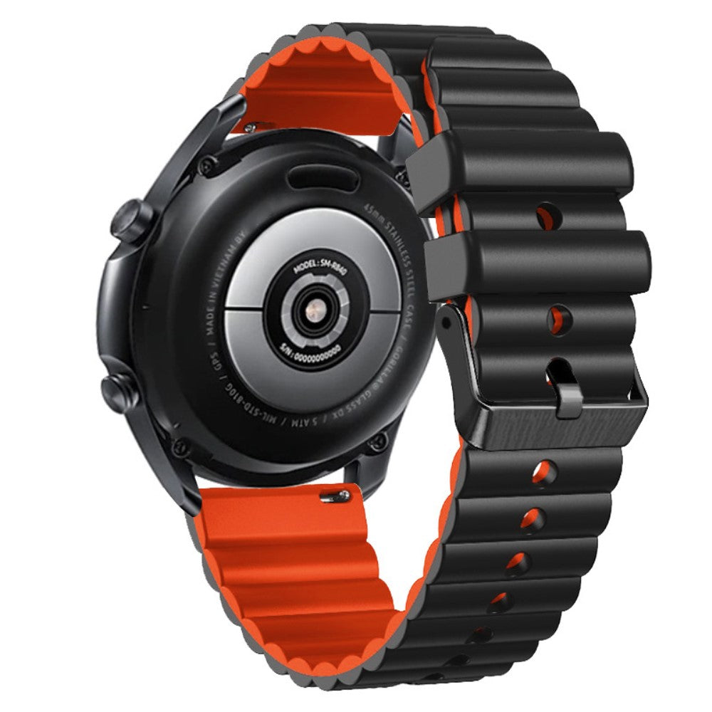22mm Universal dual-color silicone strap with black buckle - Black+Orange#serie_4