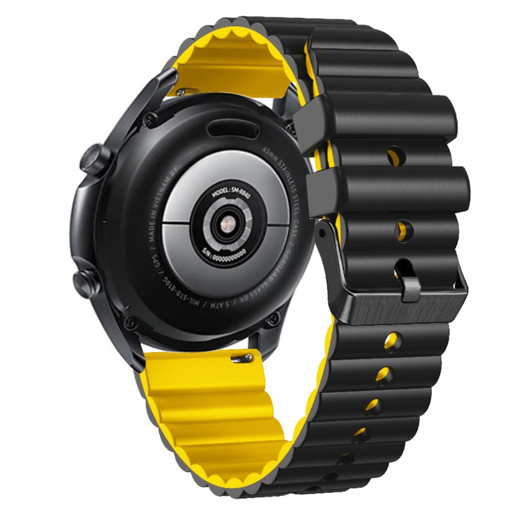 22mm Universal dual-color silicone strap with black buckle - Black+Yellow#serie_6