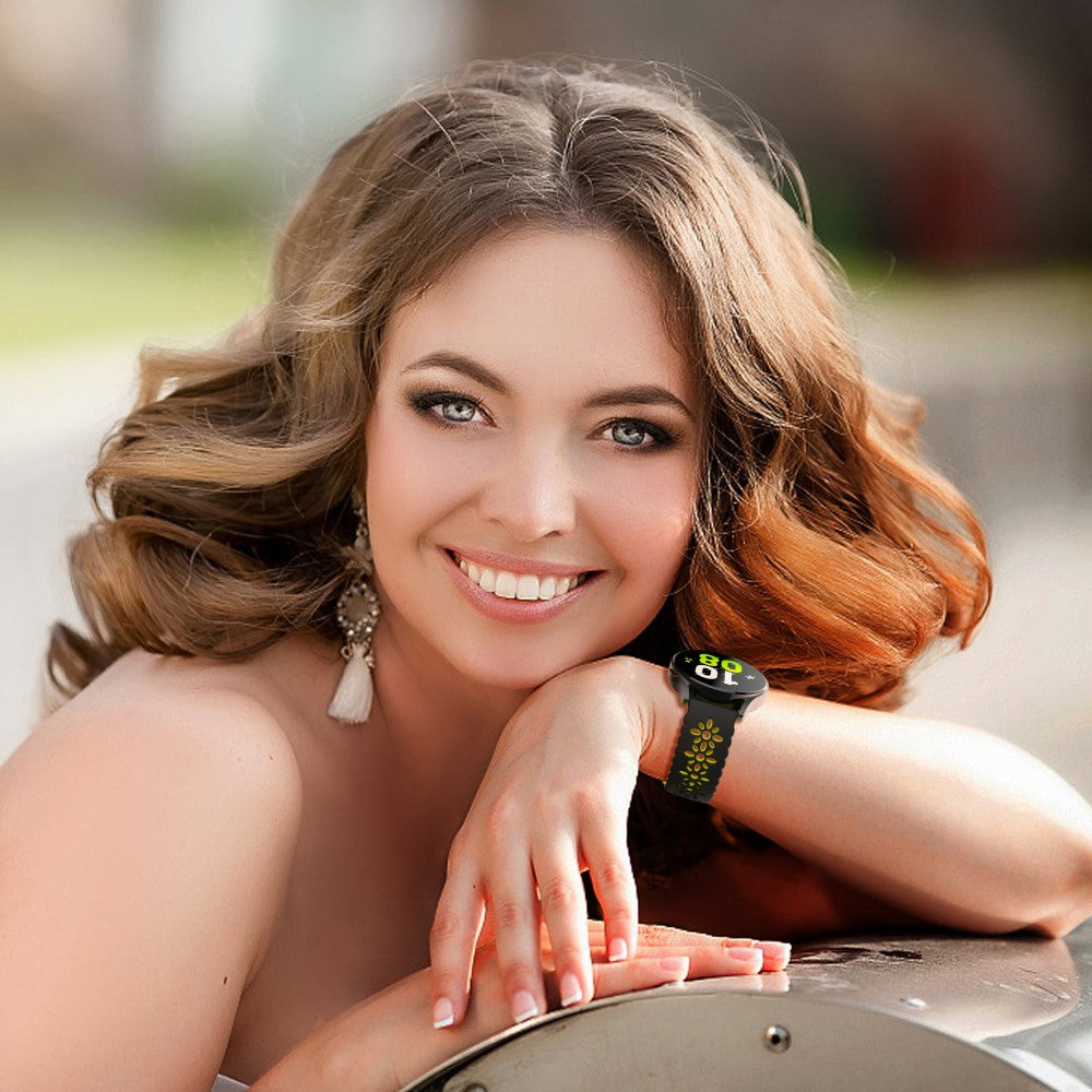 20mm Universal dual color blossom hollow strap - Black+Fluorescent Green#serie_7