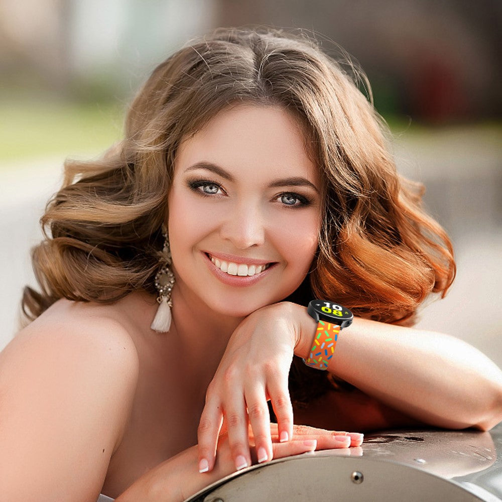 20mm Universal colorful pattern style silicone strap with black buckle - Orange  Rainbow#serie_3