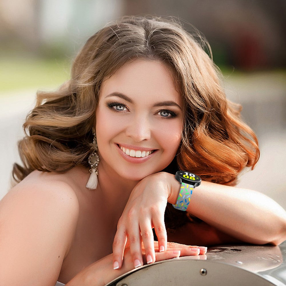 20mm Universal colorful pattern style silicone strap with black buckle - Grey  Rainbow#serie_5