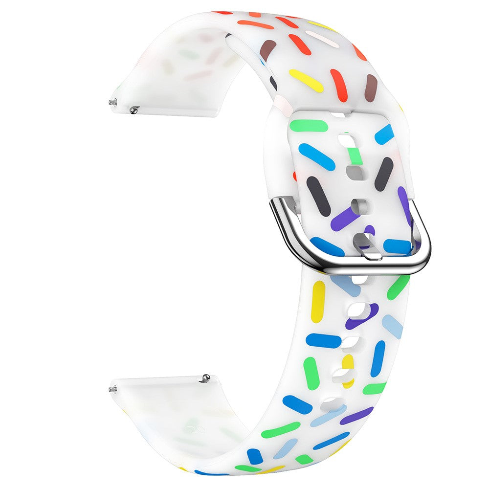 20mm Universal colorful pattern style silicone strap with black buckle - Transparent  Rainbow#serie_8