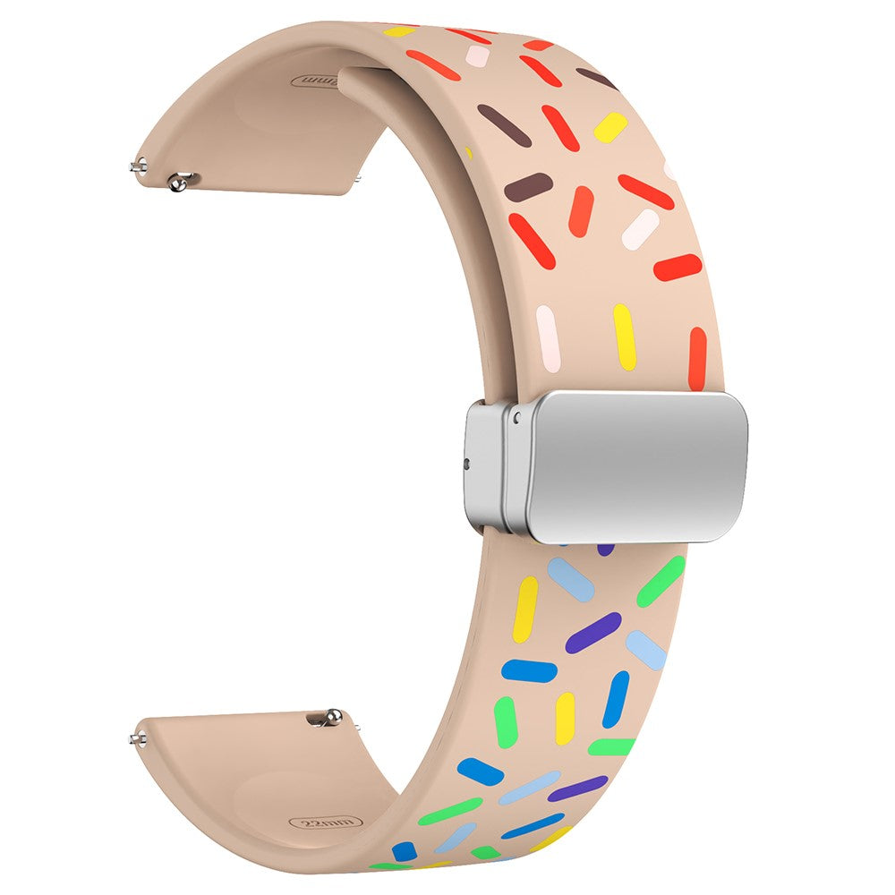 20mm Universal colorful pattern style silicone strap with silver buckle - Pink Rainbow#serie_4