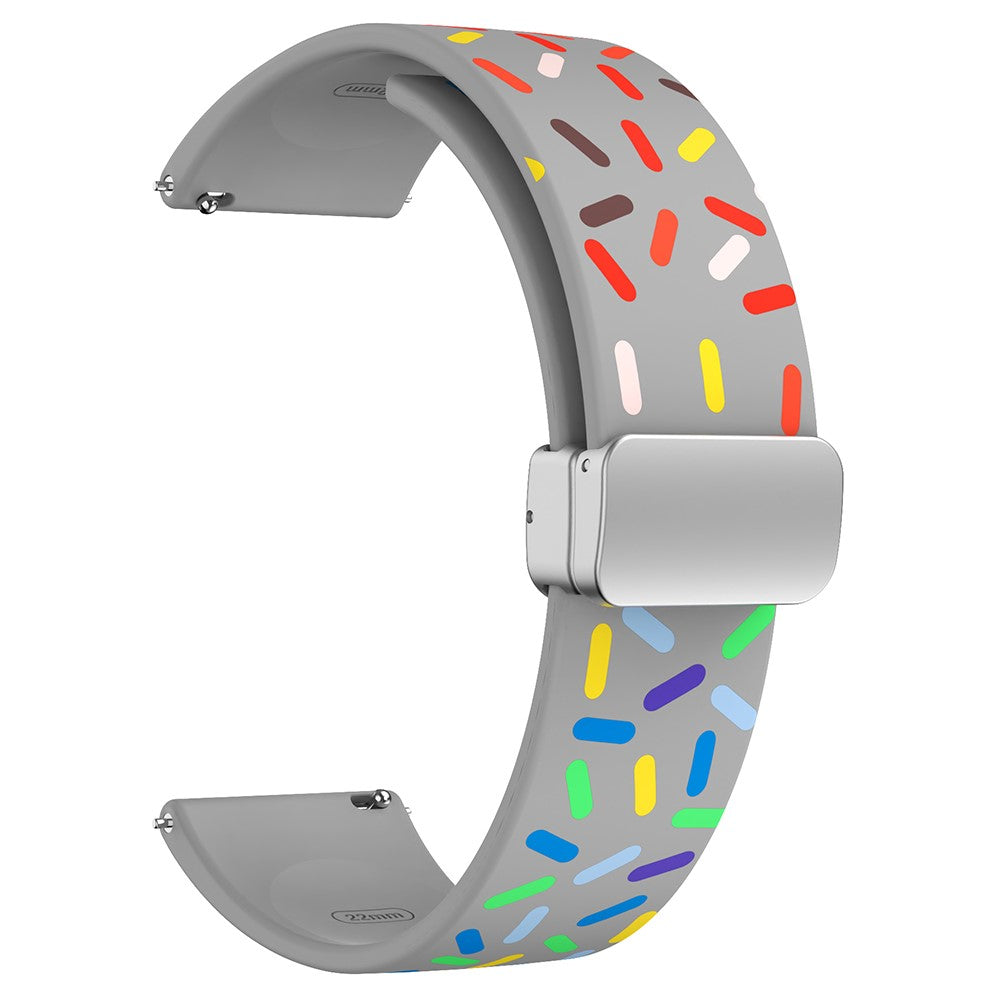 20mm Universal colorful pattern style silicone strap with silver buckle - Grey Rainbow#serie_5