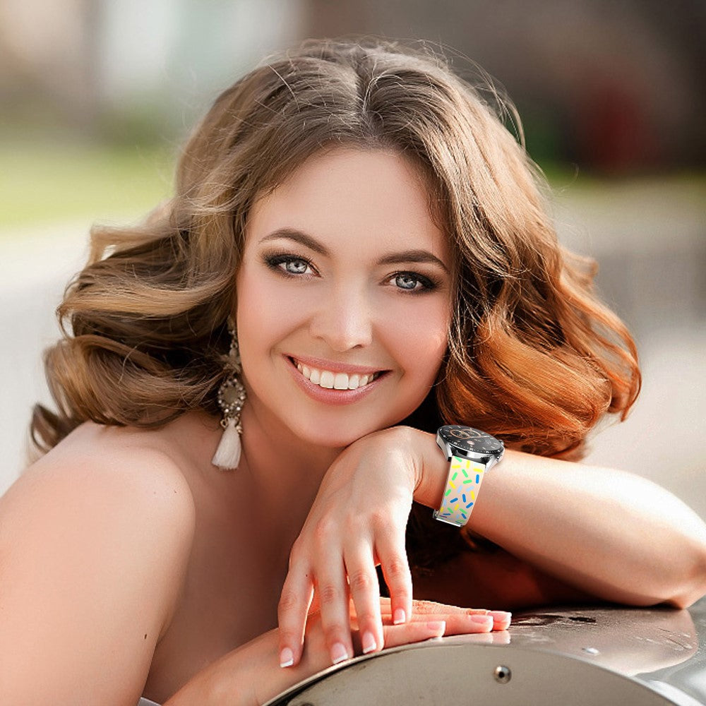 20mm Universal colorful pattern style silicone strap with black buckle - Pink Rainbow#serie_4