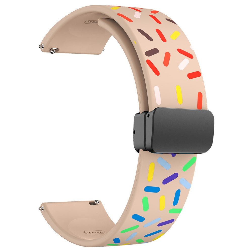 20mm Universal colorful pattern style silicone strap with black buckle - Pink Rainbow#serie_4