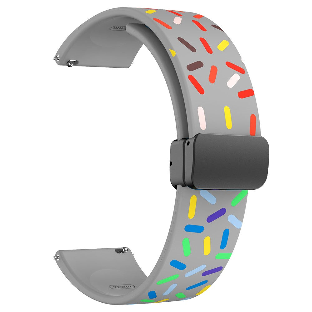 20mm Universal colorful pattern style silicone strap with black buckle - Grey Rainbow#serie_5
