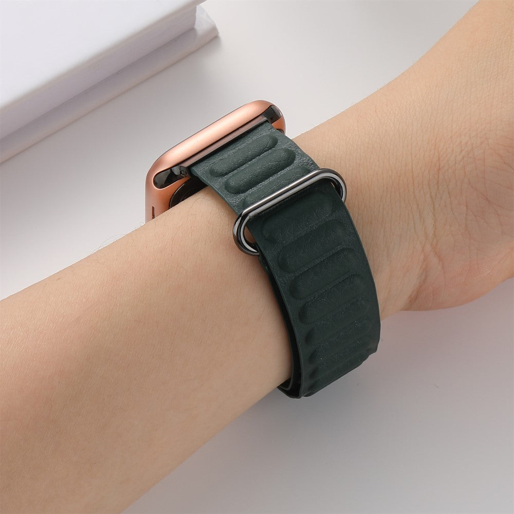 Super Fantastisk Ægte Læder Universal Rem passer til Apple Smartwatch - Grøn#serie_6