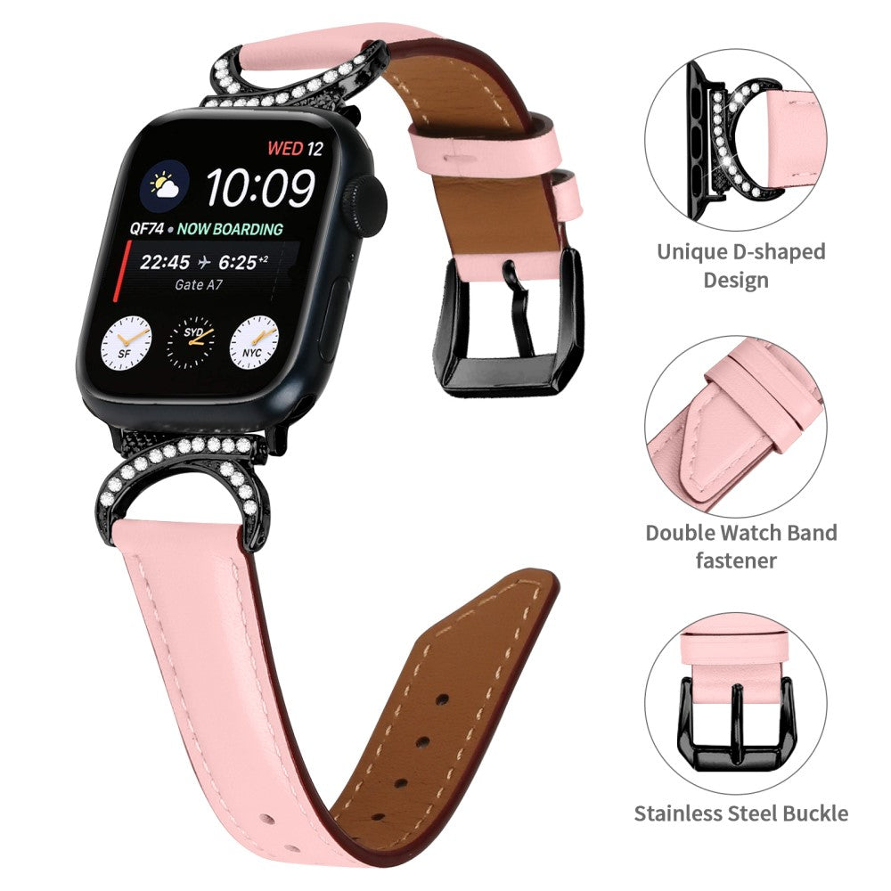 Helt Vildt Sejt Ægte Læder Universal Rem passer til Apple Smartwatch - Pink#serie_2