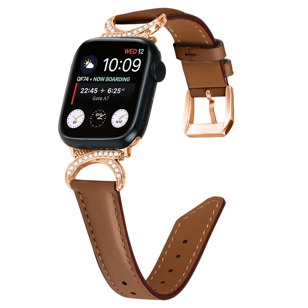 Meget Fint Ægte Læder Universal Rem passer til Apple Smartwatch - Brun#serie_6