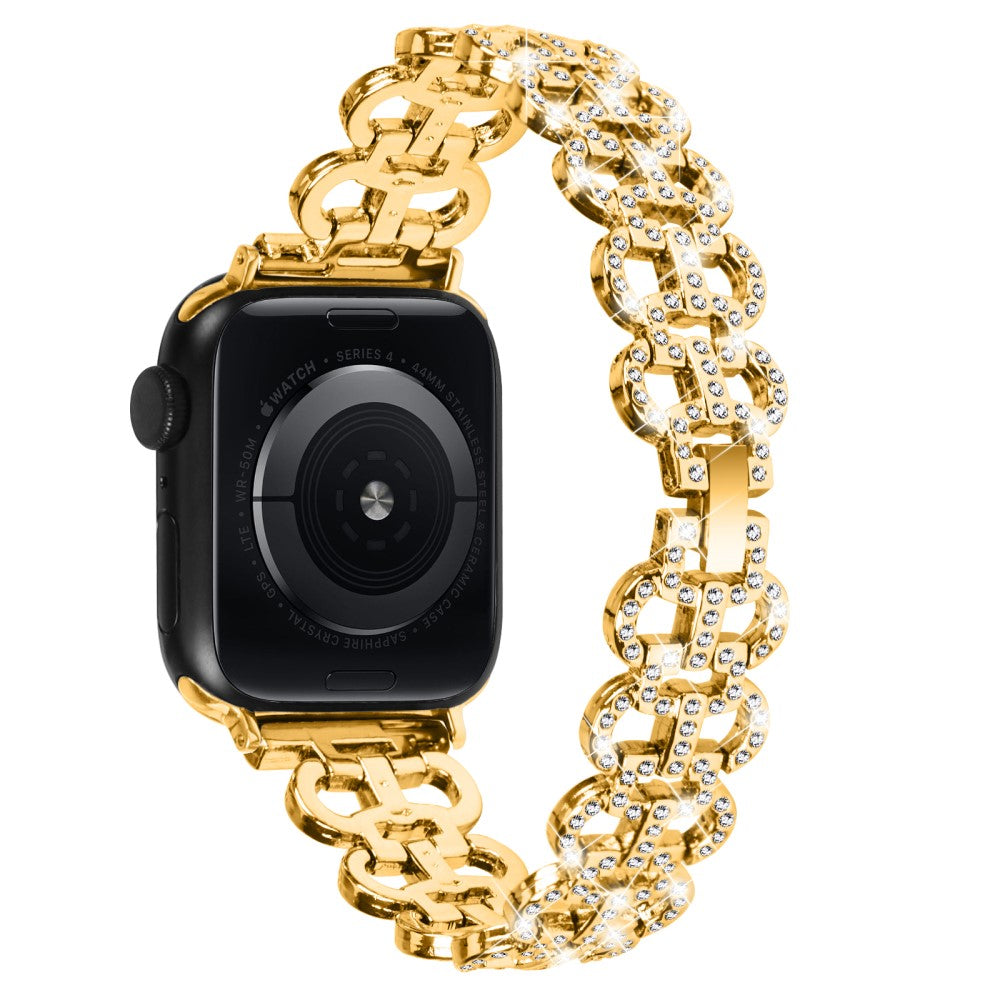 Super Smuk Metal Og Rhinsten Universal Rem passer til Apple Smartwatch - Guld#serie_2