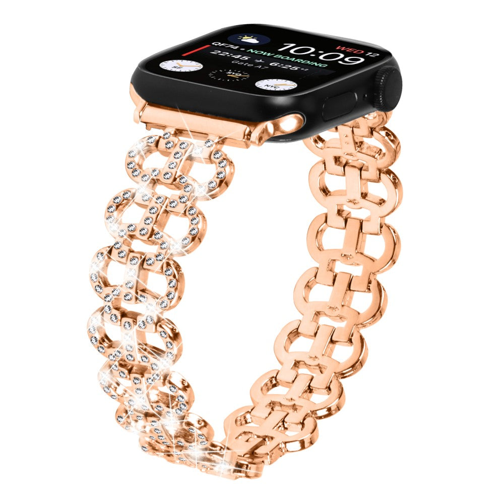 Super Smuk Metal Og Rhinsten Universal Rem passer til Apple Smartwatch - Pink#serie_3