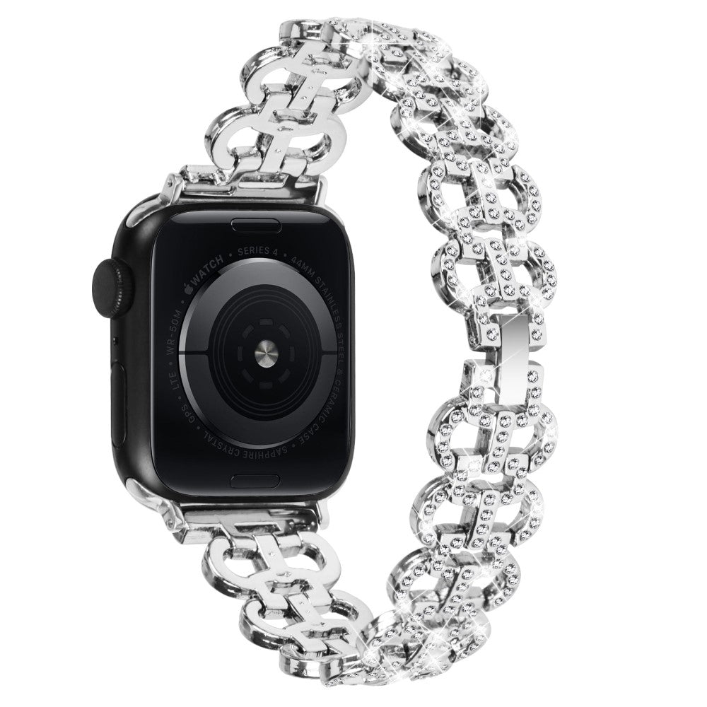 Super Smuk Metal Og Rhinsten Universal Rem passer til Apple Smartwatch - Sølv#serie_4