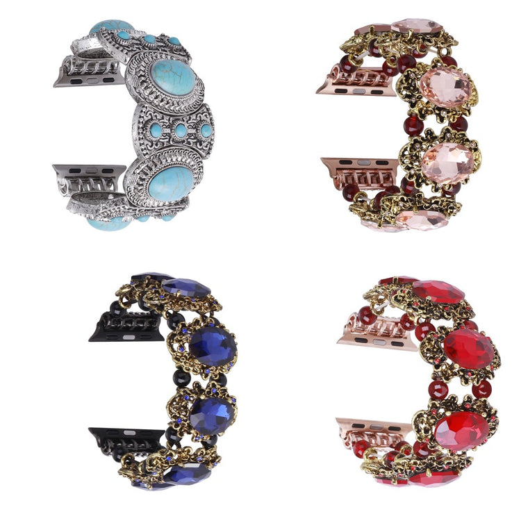 Nydelig Plastik Og Rhinsten Universal Rem passer til Apple Smartwatch - Rød#serie_1