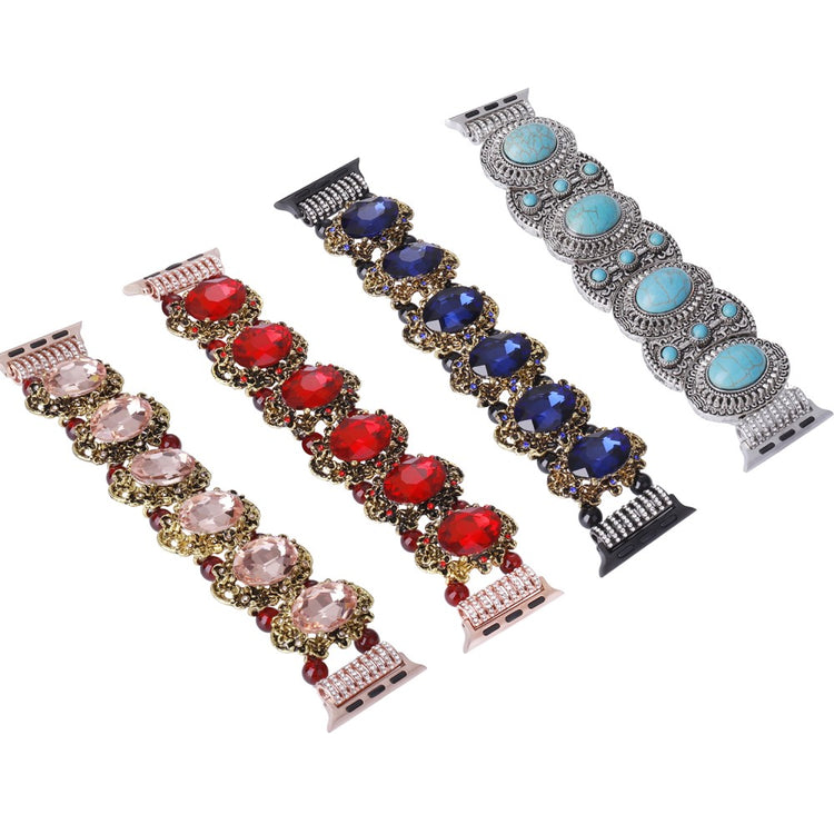 Nydelig Plastik Og Rhinsten Universal Rem passer til Apple Smartwatch - Grøn#serie_2