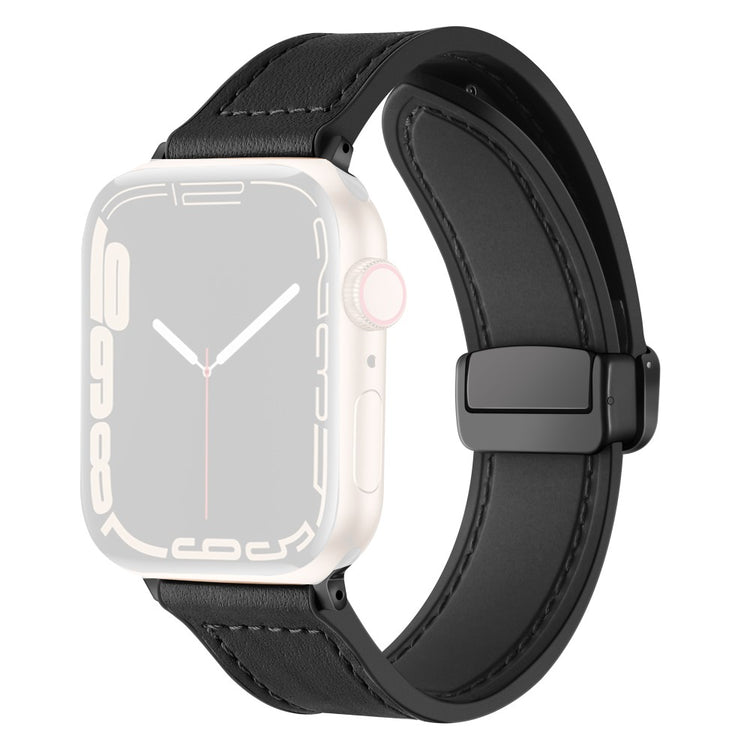 Fed Kunstlæder Og Silikone Universal Rem passer til Apple Smartwatch - Sort#serie_1