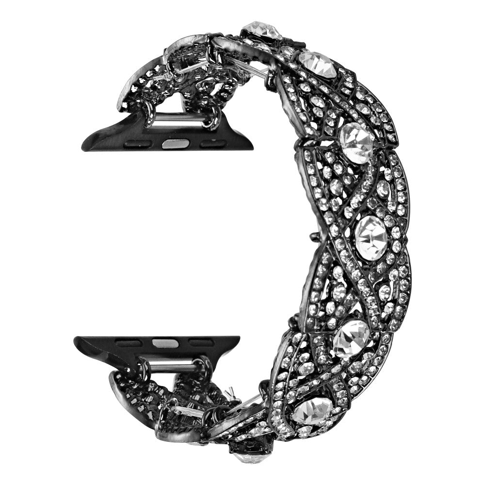Meget Flot Metal Og Rhinsten Universal Rem passer til Apple Smartwatch - Sort#serie_3