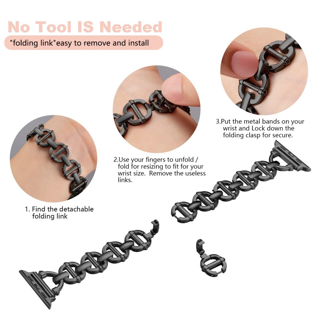 Meget Skøn Metal Universal Rem passer til Apple Smartwatch - Sort#serie_1