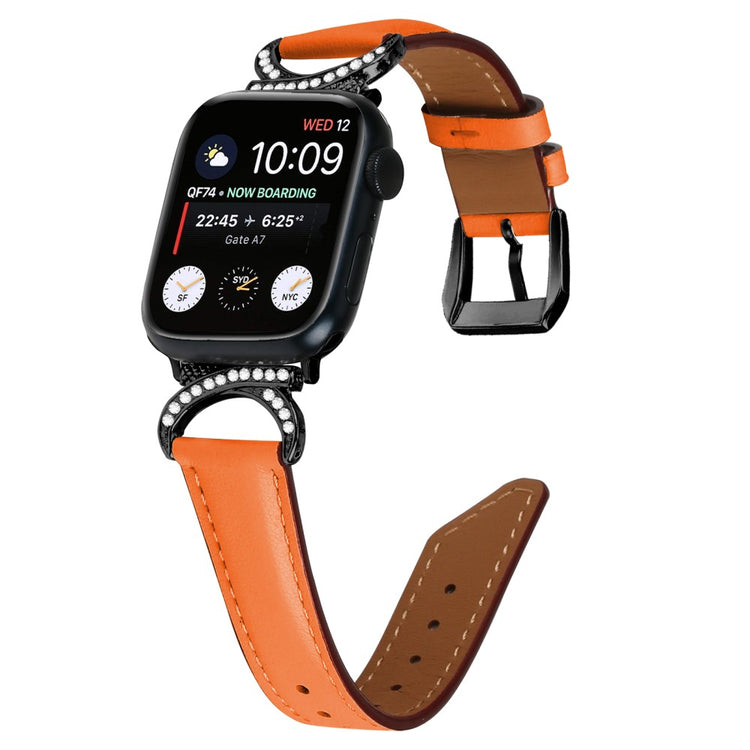 Helt Vildt Pænt Ægte Læder Universal Rem passer til Apple Smartwatch - Orange#serie_1