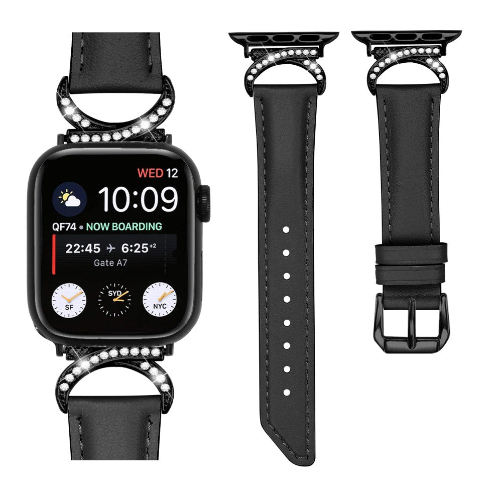 Helt Vildt Pænt Ægte Læder Universal Rem passer til Apple Smartwatch - Sort#serie_3