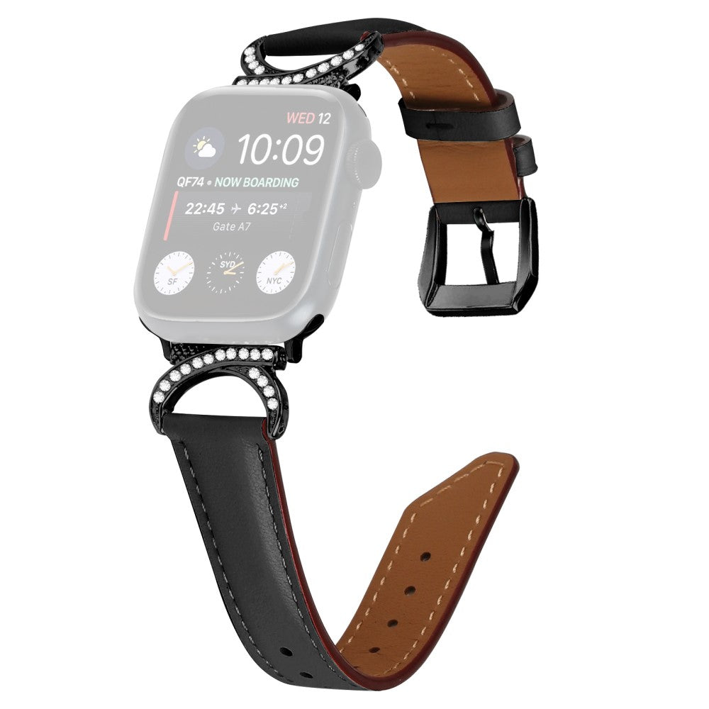 Helt Vildt Pænt Ægte Læder Universal Rem passer til Apple Smartwatch - Sort#serie_3