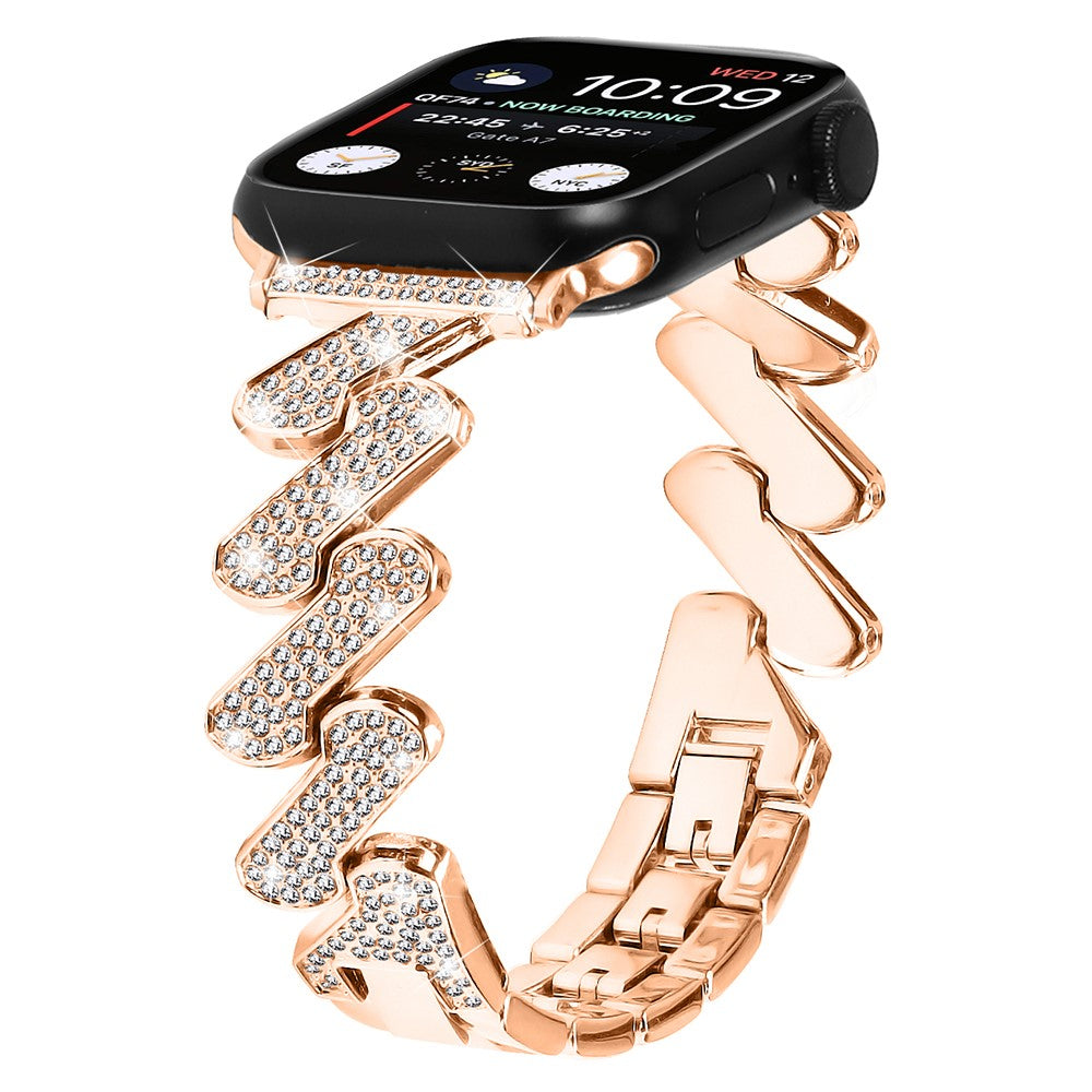 Vildt Fed Metal Og Rhinsten Universal Rem passer til Apple Smartwatch - Pink#serie_3