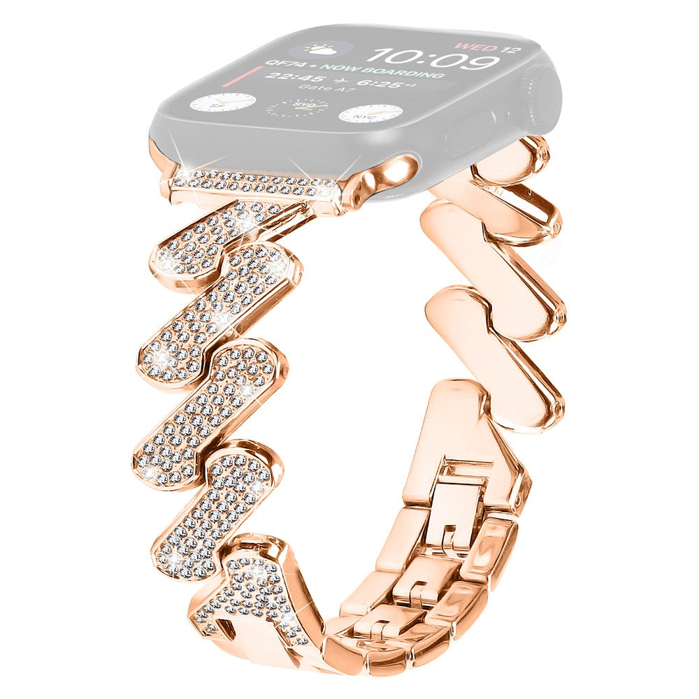 Vildt Fed Metal Og Rhinsten Universal Rem passer til Apple Smartwatch - Pink#serie_3