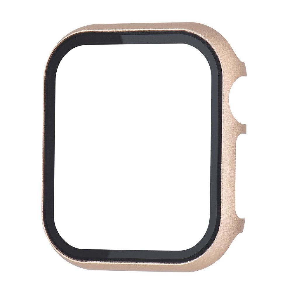 Mega Fed Universal Cover med Skærmbeskytter i Metal og Hærdet Glas passer til Apple Smartwatch - Guld#serie_3