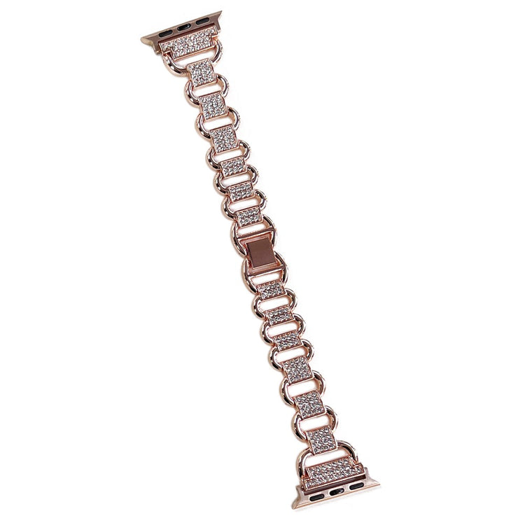 Apple Watch Series 9 45mm / Ultra 2 rhinestone décor metal strap - Rose Gold#serie_3