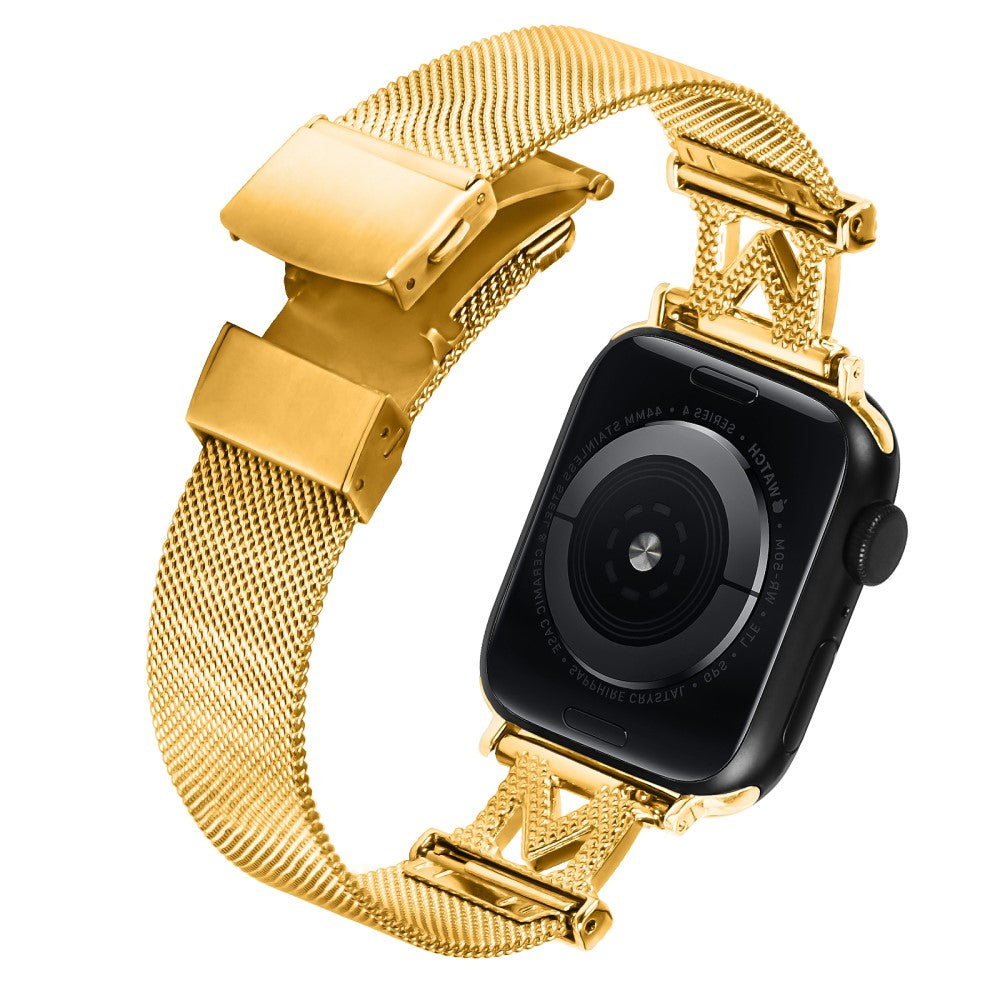 Apple Watch Series 9 45mm / Ultra 2 rhinestone milanese stainless steel strap - Gold#serie_1